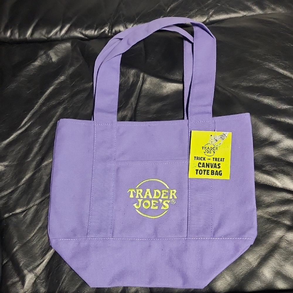 Trader Joe's 2025 Halloween Purple Mini Canvas Tote Bag NWT